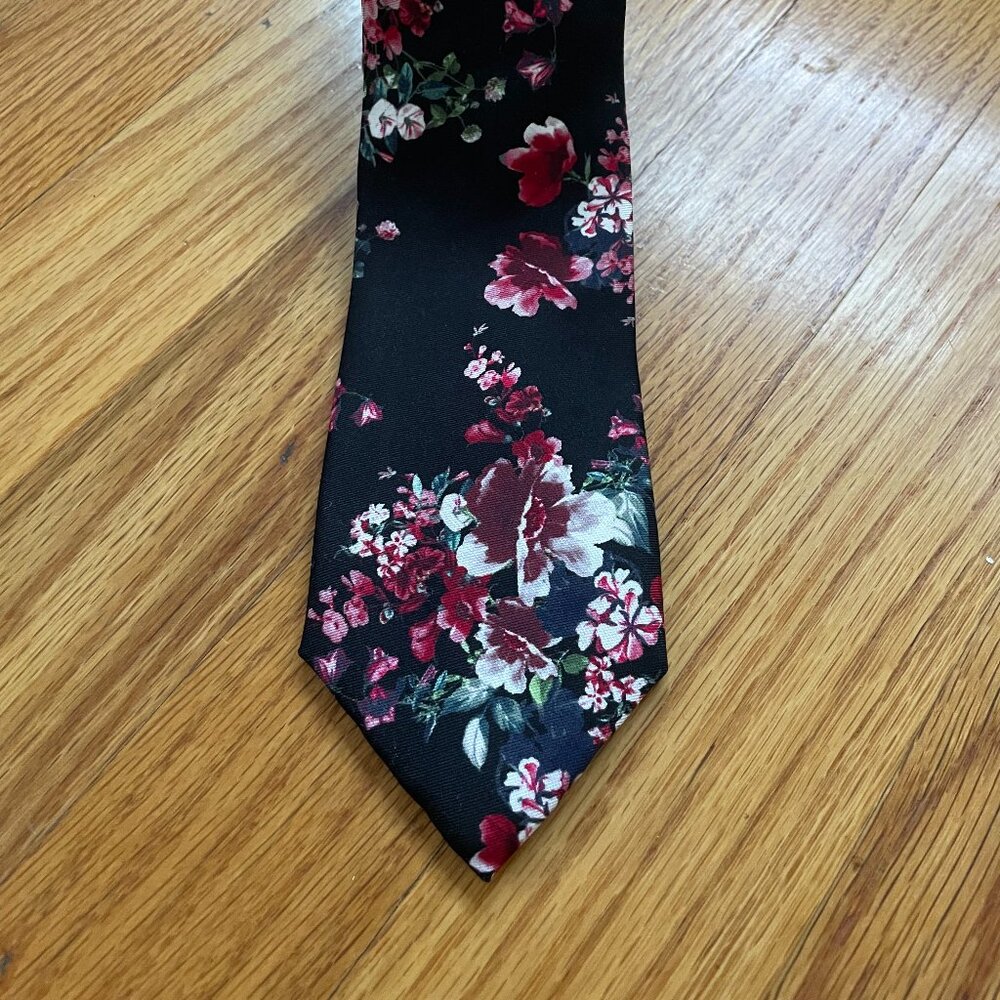 Express Black Floral Tie